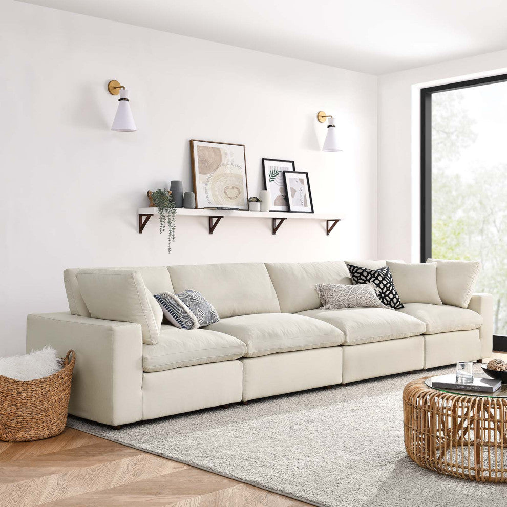 Modular Sectional Deep Sofa Set, Beige, Fabric, Modern, Lounge Cafe Hospitality