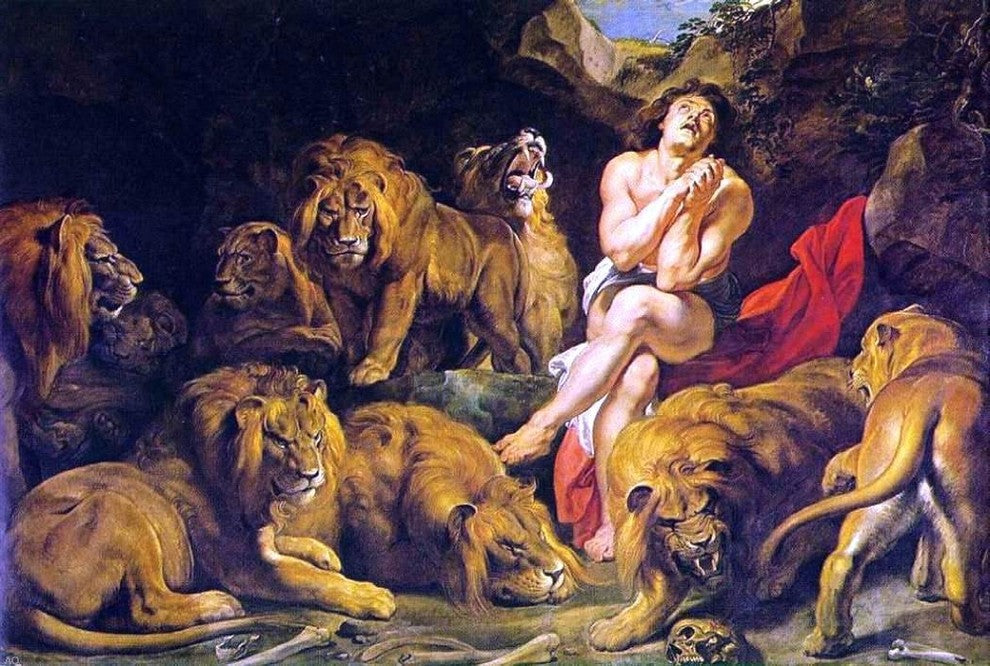 Peter Paul Rubens Daniel in the Lion's Den, 18"x27" Gallery Wrapped Canvas