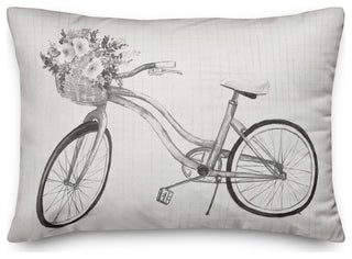 Floral Gray Bike 14"x20" Spun Poly Pillow
