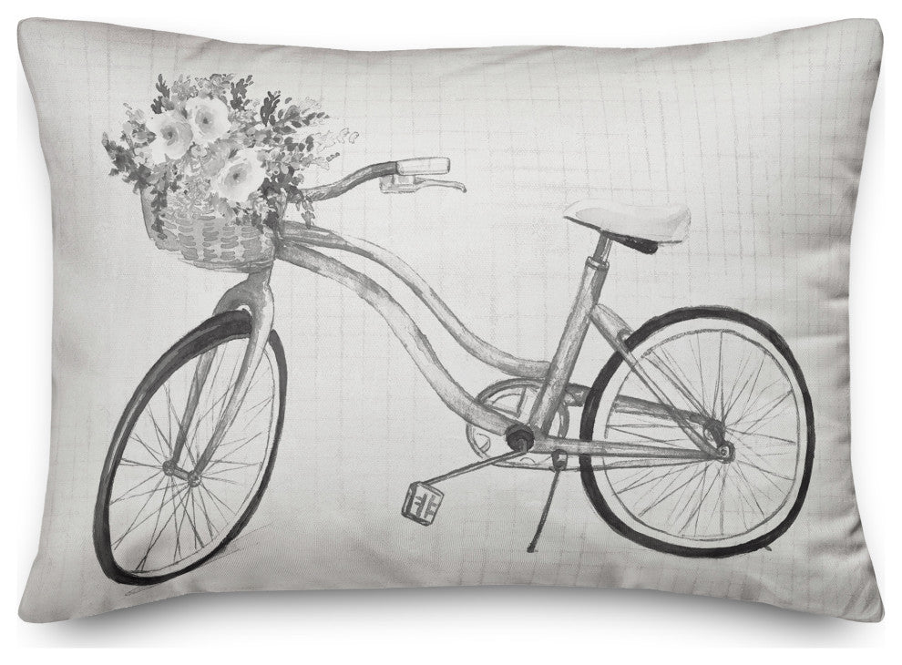 Floral Gray Bike 14"x20" Spun Poly Pillow