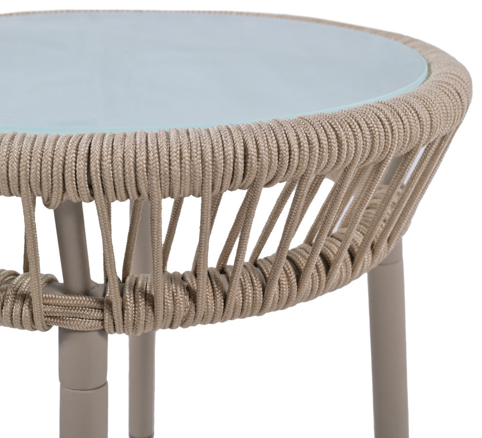 3-Piece Woven Rope Light Luxury Simple Style Outdoor Set with Coffee Table, Beige