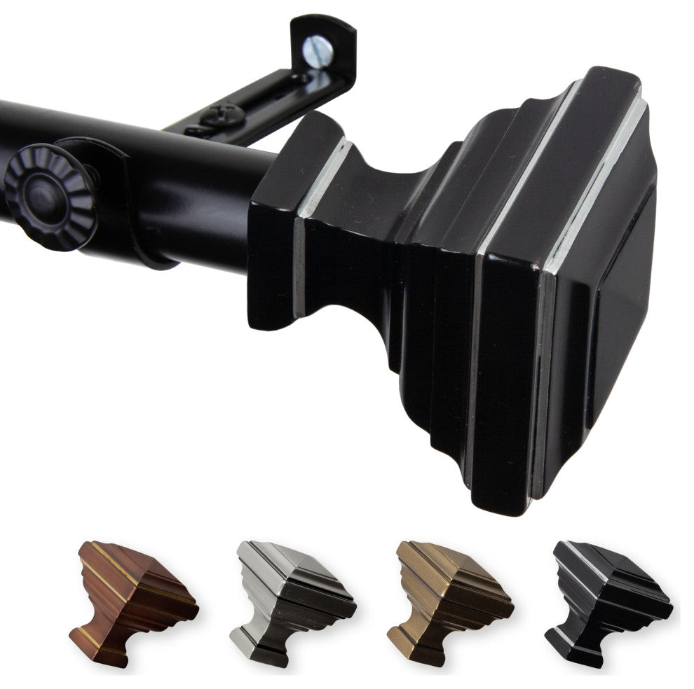Kira 13/16" Curtain Rod, Black, 28-48"
