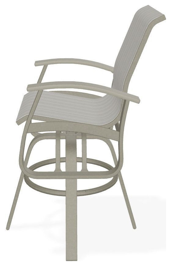 Belle Isle Sling Bar Height Outdoor Swivel Armchair, Harbor/Storm
