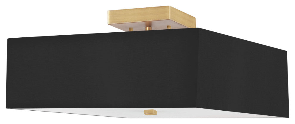 Black Transitional Semi-Flush Mount With Aged Brass Metal