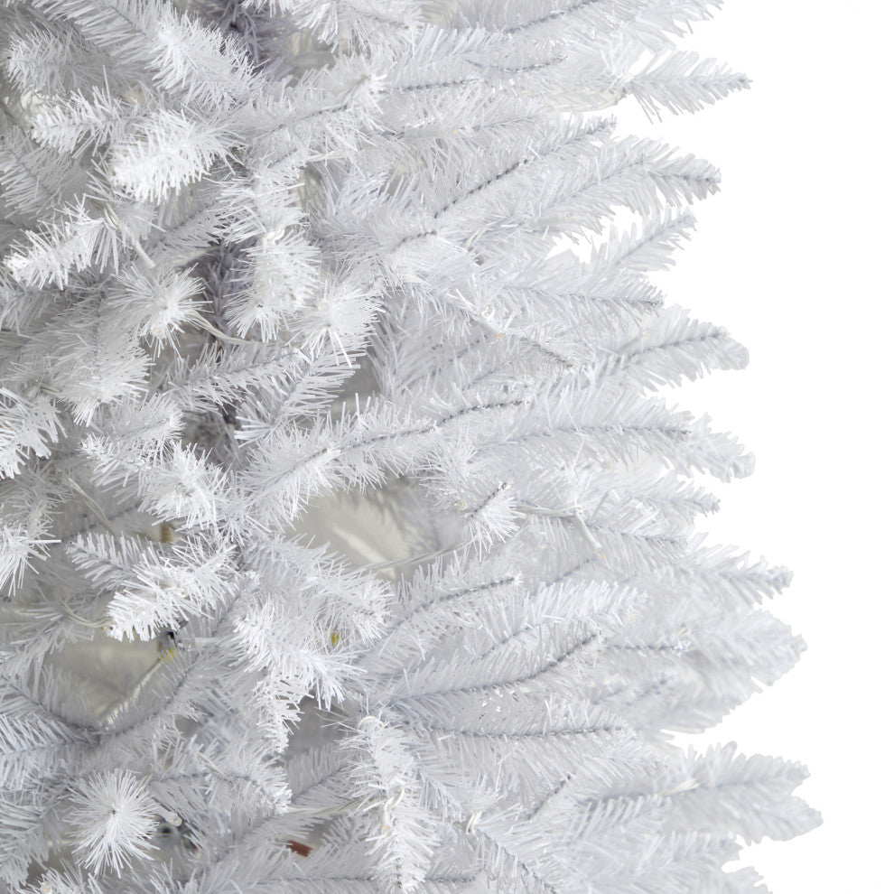 6' Slim White Faux Xmas Tree W/250 Warm White LED Lights & 743 Bendable Branches