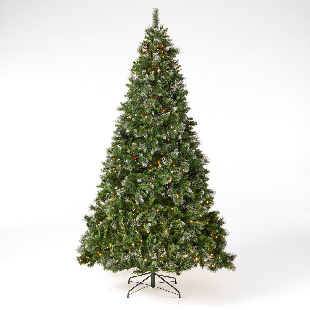 9-foot Mixed Spruce Pre-Lit Clear LED Hinged Artificial Christmas Tree, Clear Le