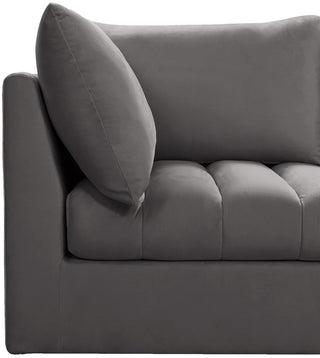 Jacob Velvet Upholstered 4-Piece L-Shaped Modular Sectional, Grey