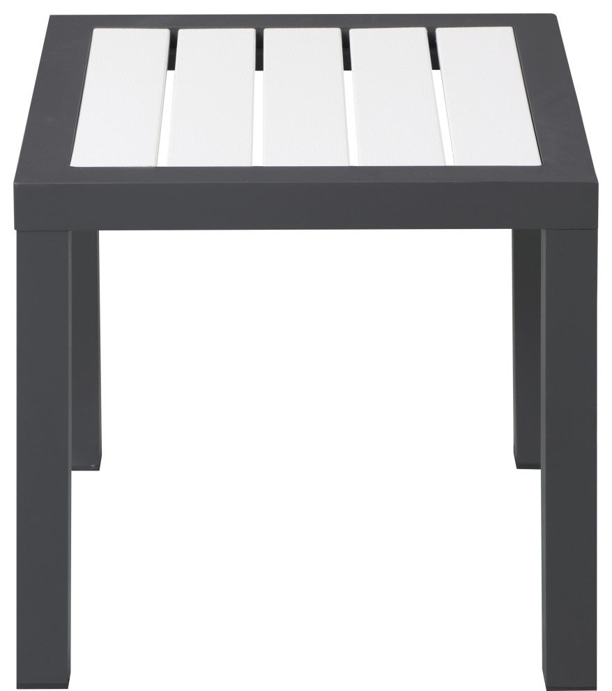 Nizuc Outdoor Patio Aluminum End Table, White