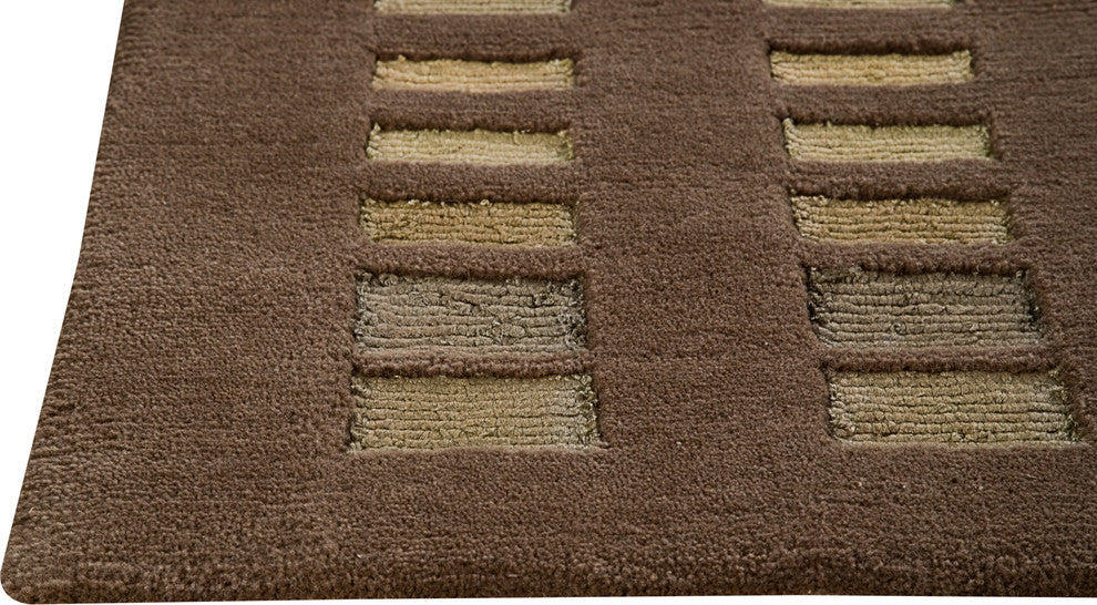 Hand Knotted Brown New Zealand Wool Area Rug