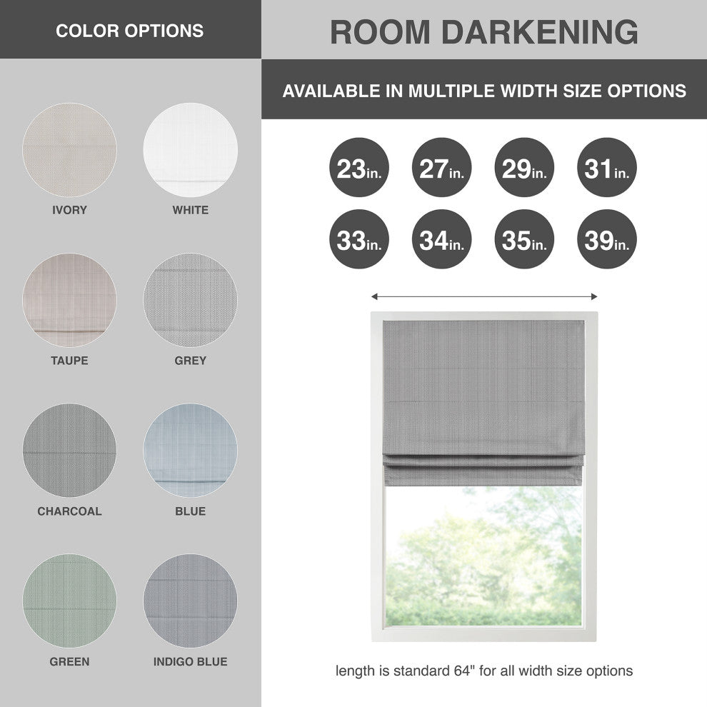 Madison Park Galen Basketweave Roman Shade, Taupe, 27"