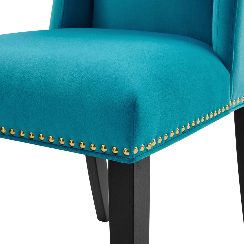 Dining Chair, Nailhead, Set of 2, Blue, Velvet, Modern, Cafe Bistro Hospitality