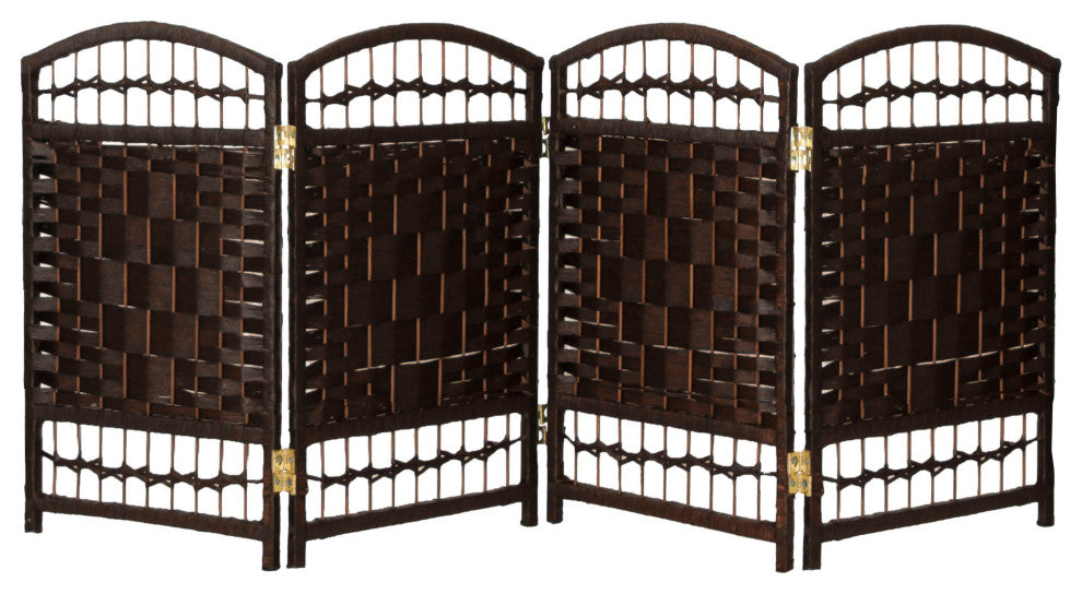 2 ft. Short Fiber Weave Room Divider Dark Mocha 4 Panels
