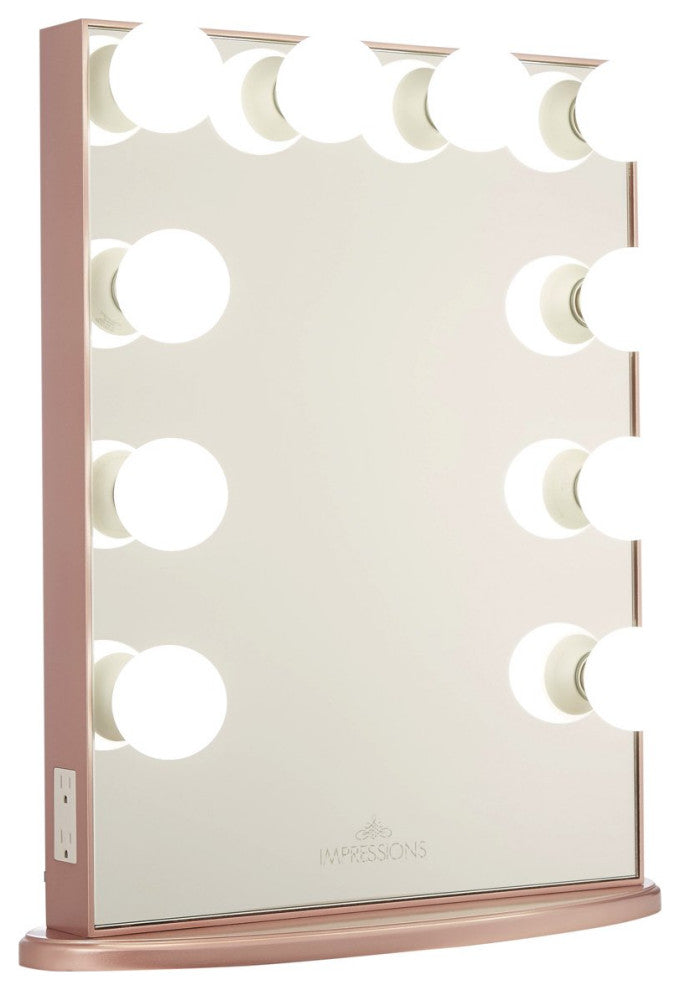 Hollywood Glow XL Vanity Mirror, Rose Gold, Frosted Led Globe Bulbs