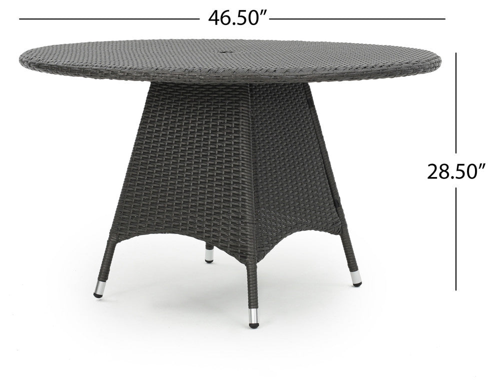 GDF Studio 5-Piece Portola Outdoor Gray Wicker Dining With Cushions Set