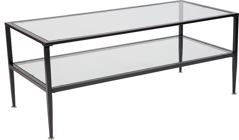 Glass Coffee Table With Black Metal Frame