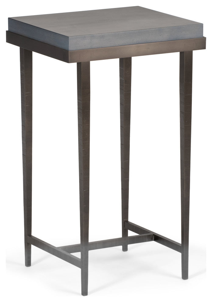 Wick Side Table, Dark Smoke Finish, Maple Grey Accents
