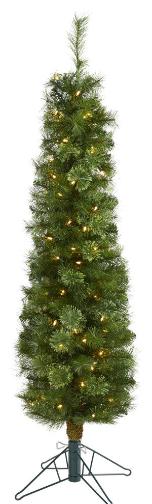 5' Green Pencil Christmas Tree / 100 Clear LED Lights and 198 Bendable Branches