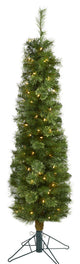 5' Green Pencil Christmas Tree / 100 Clear LED Lights and 198 Bendable Branches