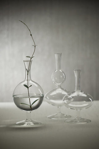 Lillee Oval Glass Footed Vases, Set of 2