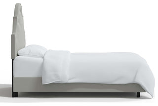 High Arched Bed With Border, Velvet Light Gray, Twin