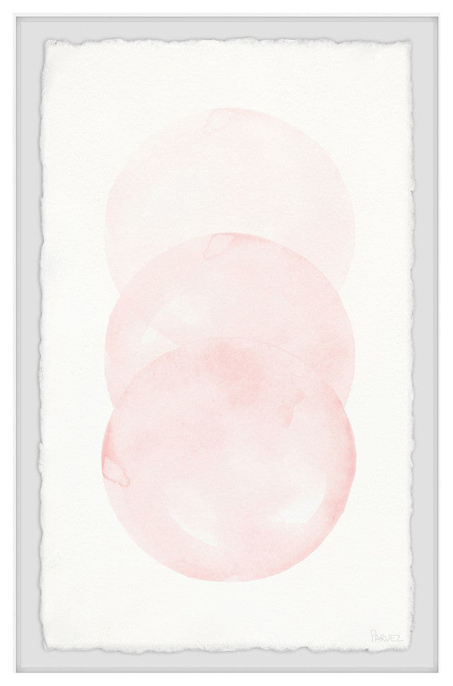 "Three Pink Circles" Framed Painting Print, 30"x45"
