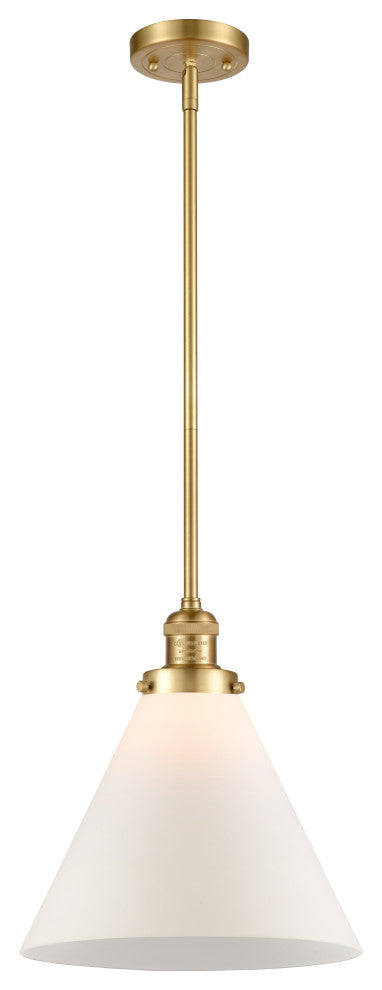 Cone Mini Pendant, Satin Gold, Matte White