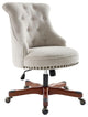 Linon Sinclair Upholstered Office Chair Wood Base with Wheels in Natural Beige