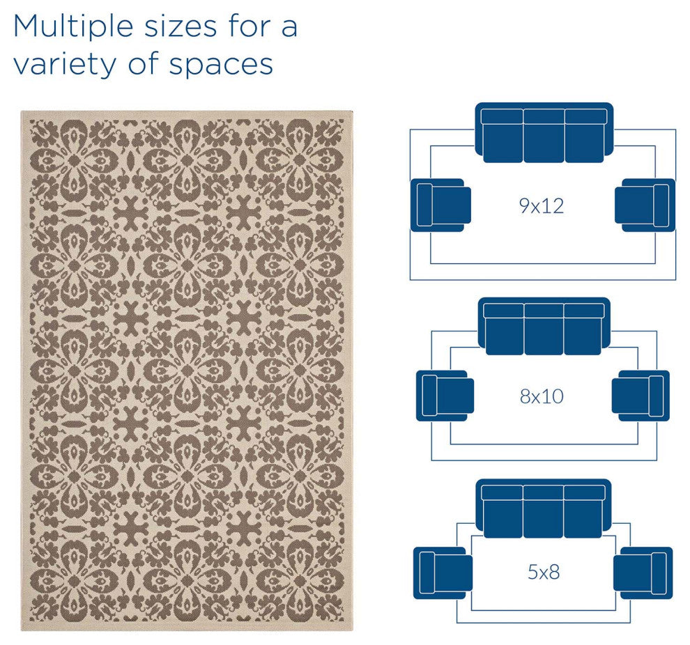 Ariana Vintage Floral Trellis 9x12 Indoor and Outdoor Area Rug