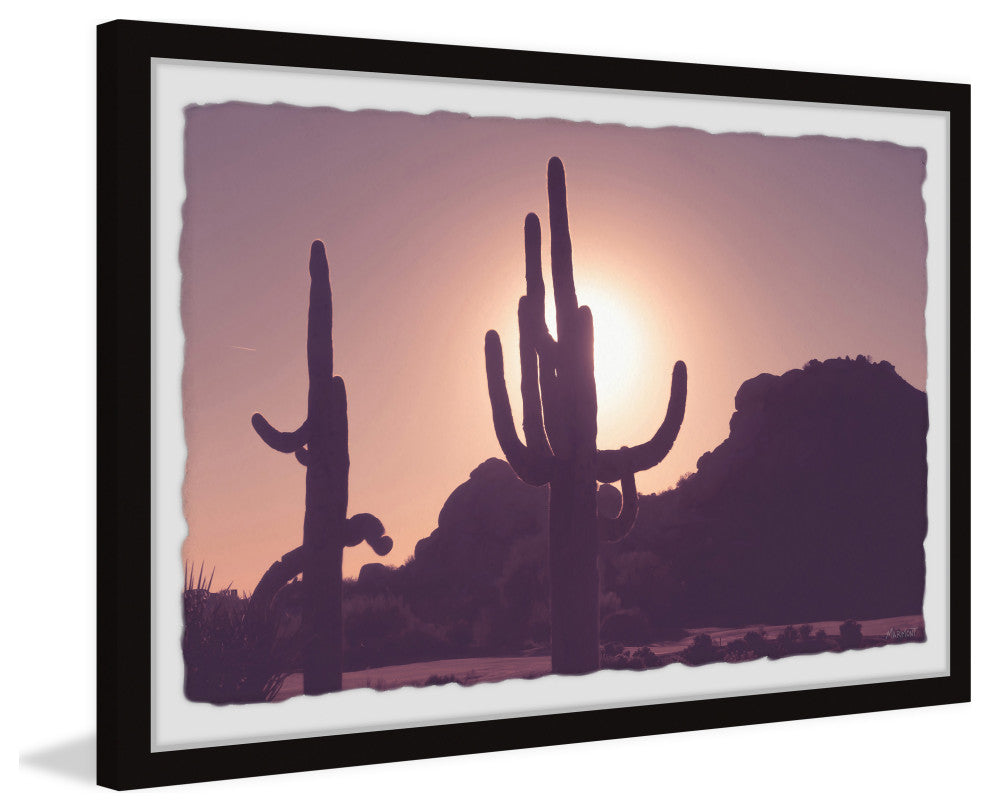 "Cactus Sunset" Framed Painting Print, 12x8