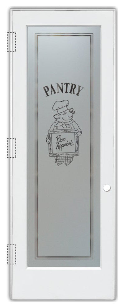 Pantry Door - Piggy Chef - Primed - 24" x 96" - Knob on Right - Push Open
