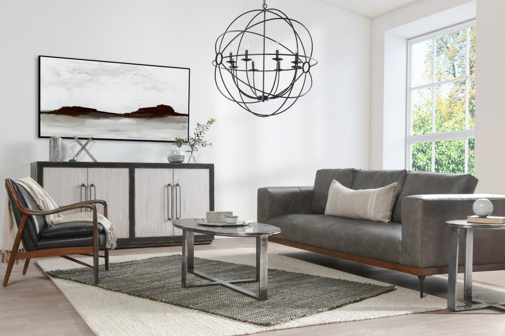 Flores 27" Industrial Oval Nickel End Table