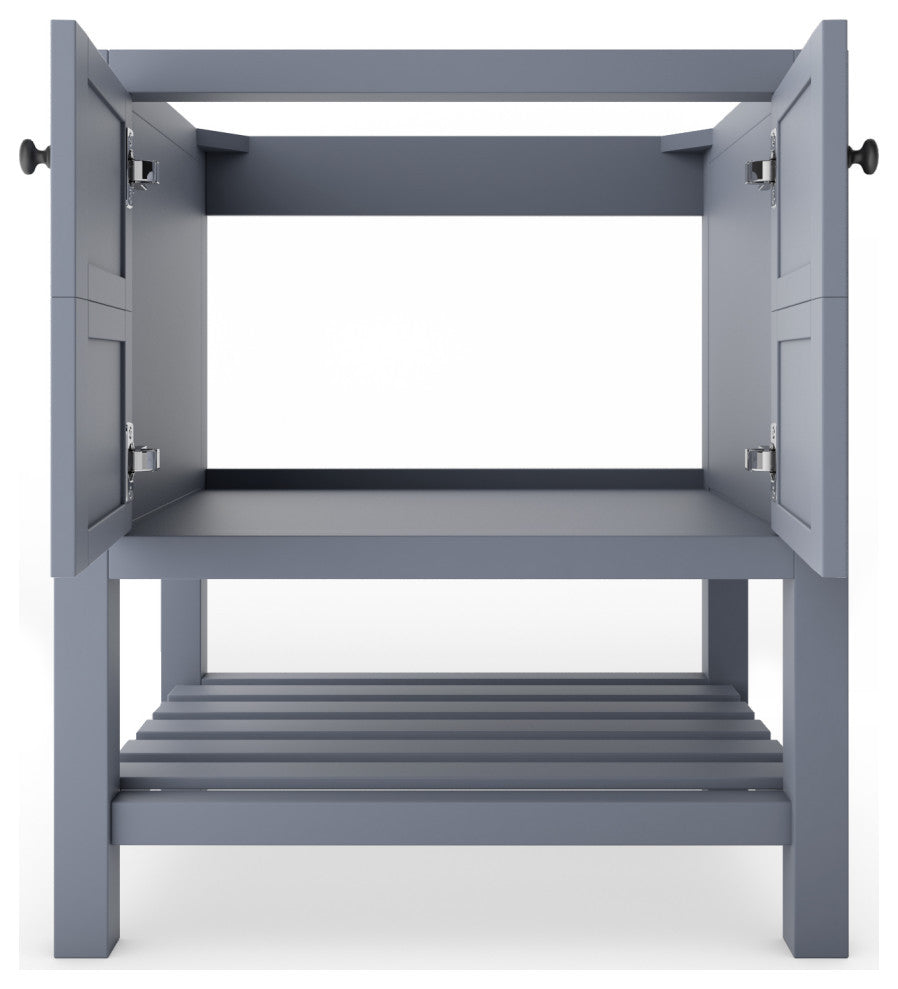 CastelloUSA Alicia 30" Freestanding Vanity, Base Only, Gray, Black Handles
