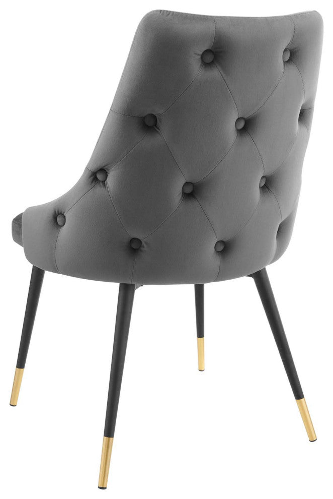Side Dining Chair, Set of 2, Velvet, Gray, Modern, Cafe Bistro Restaurant