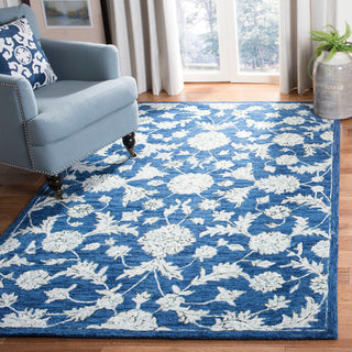 Safavieh Micro-Loop Collection MLP506 Rug, Navy/Grey, 4' X 6'