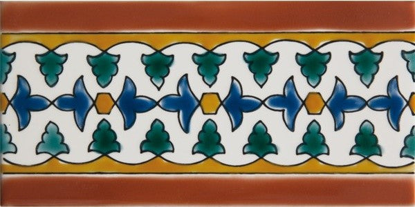 3.94"x7.87" Morisco F Moroccan Ceramic Tile, Set Of 10