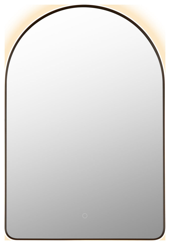 Starlit Domed Bathroom/Vanity LED Wall Mirror, Matte Black, 24"