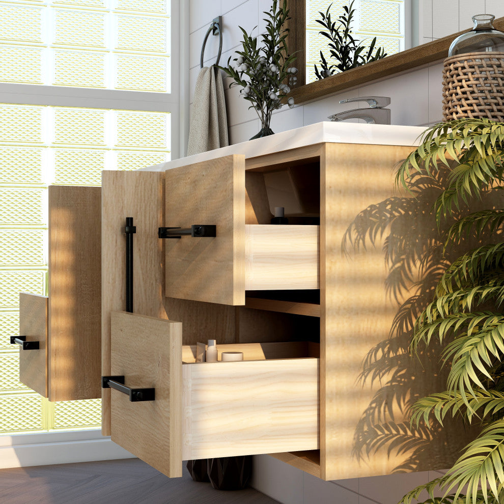 Victoria 48" Solid Wood Bath Vanity, Oak