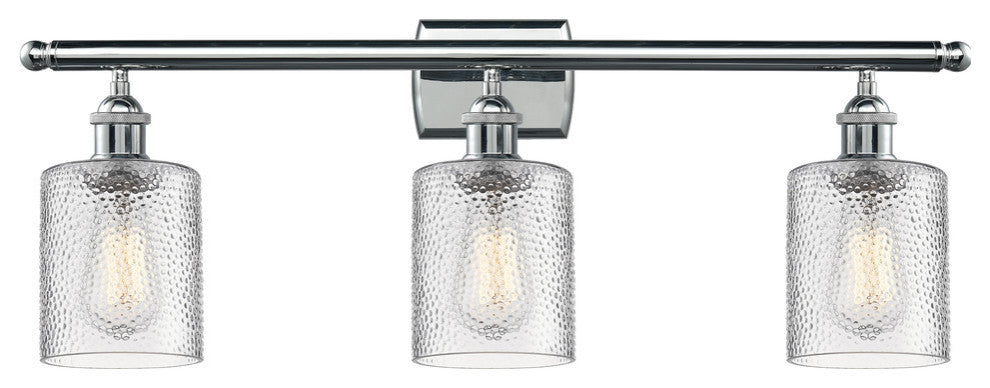 Cobbleskill 3-Light LED Bath Fixture, Polished Chrome, Glass: Clear