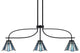 Cavella 3 Light Island Light, Matte Black Finish, 7" Sea Ice Art Glass