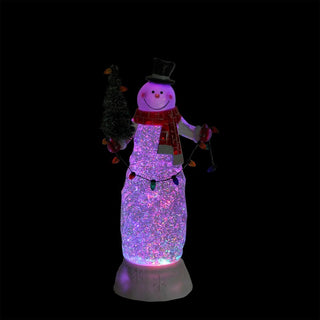 Swirling Glitter LED Lighted Snowman, Tree Table Top Christmas Decoration