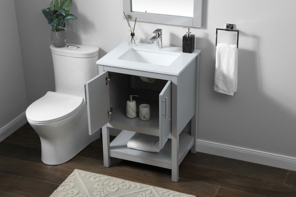 24" SIngle Bathroom Vanity, Grey