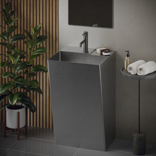 Karran Cinox Stainless Steel Rectangular Pedestal Sink, Stainless Steel