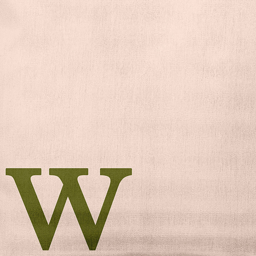 18"x18" Modern Monogram Decorative Throw Pillow, Olive