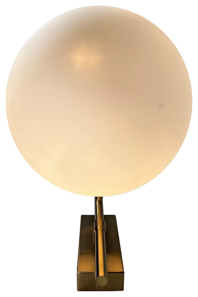 Kinich 1-Light Brass Wall Sconce with White Globe