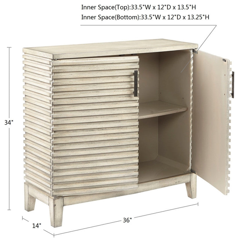 Madison Park Distressed Rustic 2-Door Accent Chest, Cream