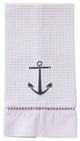 Waffle Weave Guest Towel, Anchor Navy