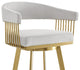 Chelsea Swivel Counter Stool, Gold Brushed Stainless Steel, Silver Fabric, 26"