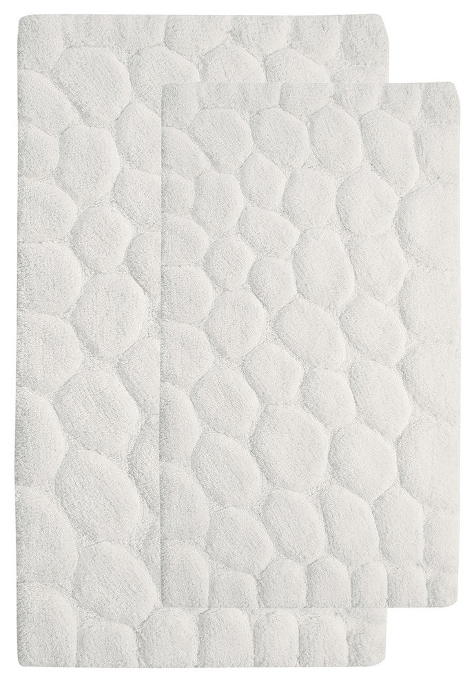 Pebbles Bath Rug, White, 34"x21", 36"x24"