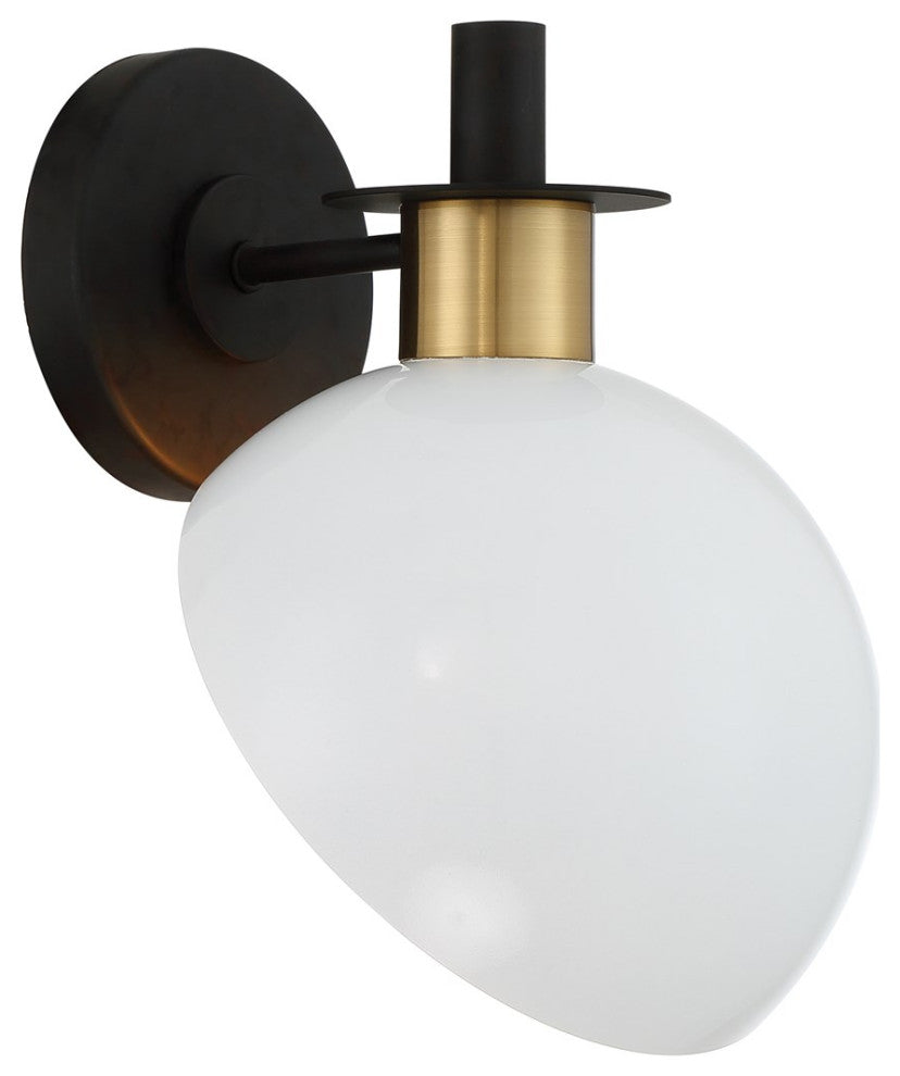 Crystorama Gigi 1 Light Wall Sconce GIG-811-BK-AG, Matte Black/Aged Brass