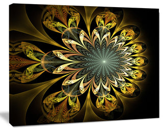 Dark Yellow Digital Flower, Abstract Wall Art Canvas, 40x30